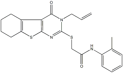 2-[(3-allyl-4-oxo-3,4,5,6,7,8-hexahydro[1]benzothieno[2,3-d]pyrimidin-2-yl)sulfanyl]-N-(2-methylphenyl)acetamide Structure