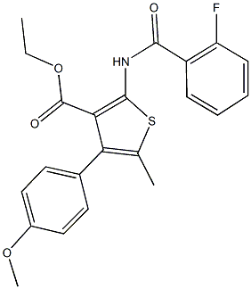 ethyl 2-[(2-fluorobenzoyl)amino]-4-(4-methoxyphenyl)-5-methyl-3-thiophenecarboxylate 구조식 이미지