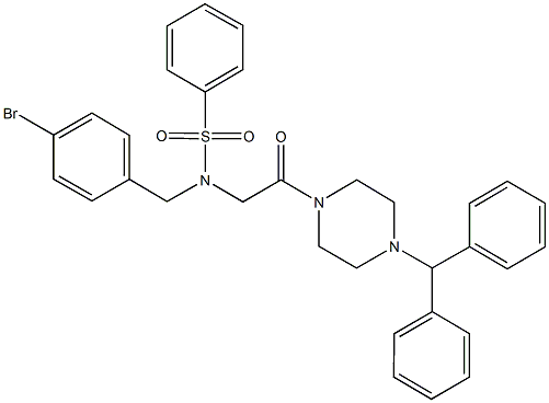 N-[2-(4-benzhydryl-1-piperazinyl)-2-oxoethyl]-N-(4-bromobenzyl)benzenesulfonamide 구조식 이미지