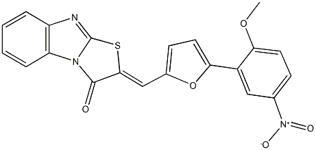 2-[(5-{5-nitro-2-methoxyphenyl}-2-furyl)methylene][1,3]thiazolo[3,2-a]benzimidazol-3(2H)-one 구조식 이미지