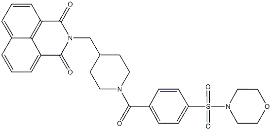 2-({1-[4-(4-morpholinylsulfonyl)benzoyl]-4-piperidinyl}methyl)-1H-benzo[de]isoquinoline-1,3(2H)-dione 구조식 이미지