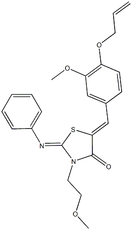 5-[4-(allyloxy)-3-methoxybenzylidene]-3-(2-methoxyethyl)-2-(phenylimino)-1,3-thiazolidin-4-one 구조식 이미지