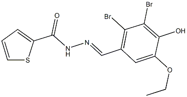 N'-(2,3-dibromo-5-ethoxy-4-hydroxybenzylidene)-2-thiophenecarbohydrazide Structure