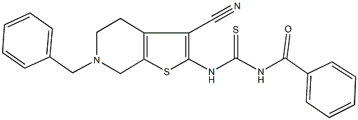 N-benzoyl-N'-(6-benzyl-3-cyano-4,5,6,7-tetrahydrothieno[2,3-c]pyridin-2-yl)thiourea 구조식 이미지