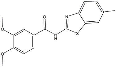 3,4-dimethoxy-N-(6-methyl-1,3-benzothiazol-2-yl)benzamide 구조식 이미지
