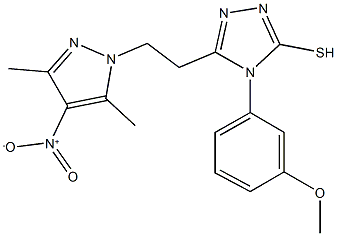 3-(2-{4-nitro-3,5-dimethyl-1H-pyrazol-1-yl}ethyl)-4-(3-methoxyphenyl)-5-sulfanyl-4H-1,2,4-triazole 구조식 이미지