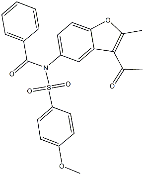 N-(3-acetyl-2-methyl-1-benzofuran-5-yl)-N-benzoyl-4-methoxybenzenesulfonamide 구조식 이미지