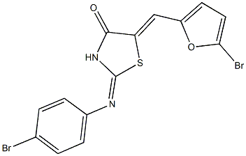 5-[(5-bromo-2-furyl)methylene]-2-[(4-bromophenyl)imino]-1,3-thiazolidin-4-one 구조식 이미지