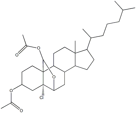 15-(acetyloxy)-13-chloro-6-(1,5-dimethylhexyl)-5-methyl-19-oxapentacyclo[10.5.2.0~1,13~.0~2,10~.0~5,9~]nonadec-18-yl acetate 구조식 이미지