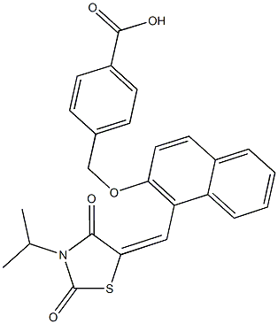 4-[({1-[(3-isopropyl-2,4-dioxo-1,3-thiazolidin-5-ylidene)methyl]-2-naphthyl}oxy)methyl]benzoic acid 구조식 이미지