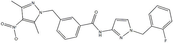 N-[1-(2-fluorobenzyl)-1H-pyrazol-3-yl]-3-({4-nitro-3,5-dimethyl-1H-pyrazol-1-yl}methyl)benzamide 구조식 이미지