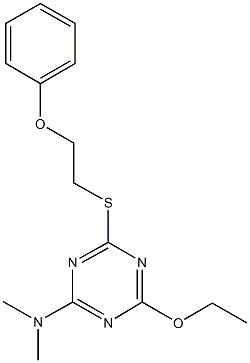 N-{4-ethoxy-6-[(2-phenoxyethyl)sulfanyl]-1,3,5-triazin-2-yl}-N,N-dimethylamine 구조식 이미지