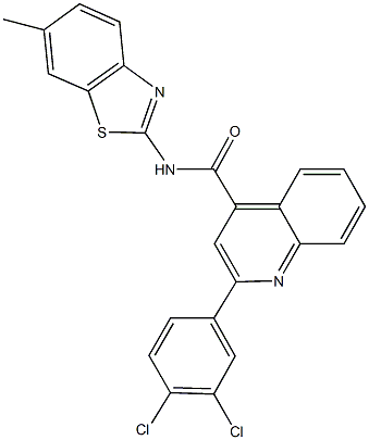 2-(3,4-dichlorophenyl)-N-(6-methyl-1,3-benzothiazol-2-yl)-4-quinolinecarboxamide 구조식 이미지