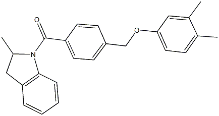 1-{4-[(3,4-dimethylphenoxy)methyl]benzoyl}-2-methylindoline Structure