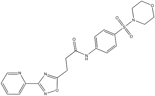 N-[4-(4-morpholinylsulfonyl)phenyl]-3-[3-(2-pyridinyl)-1,2,4-oxadiazol-5-yl]propanamide 구조식 이미지