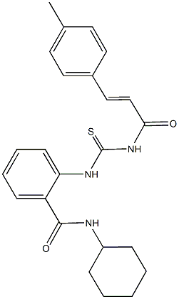 N-cyclohexyl-2-[({[3-(4-methylphenyl)acryloyl]amino}carbothioyl)amino]benzamide 구조식 이미지