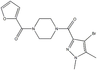 1-[(4-bromo-1,5-dimethyl-1H-pyrazol-3-yl)carbonyl]-4-(2-furoyl)piperazine 구조식 이미지