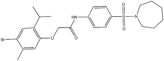 N-[4-(azepan-1-ylsulfonyl)phenyl]-2-(4-bromo-2-isopropyl-5-methylphenoxy)acetamide Structure