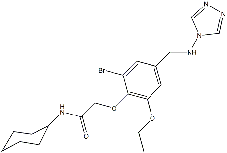 2-{2-bromo-6-ethoxy-4-[(4H-1,2,4-triazol-4-ylamino)methyl]phenoxy}-N-cyclohexylacetamide 구조식 이미지