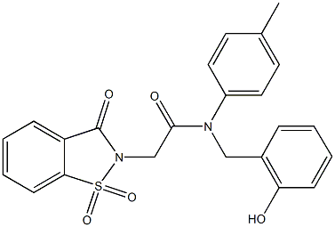 2-(1,1-dioxido-3-oxo-1,2-benzisothiazol-2(3H)-yl)-N-(2-hydroxybenzyl)-N-(4-methylphenyl)acetamide Structure