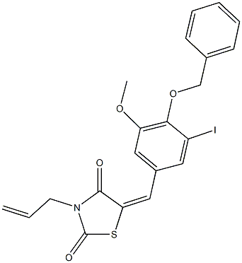 3-allyl-5-[4-(benzyloxy)-3-iodo-5-methoxybenzylidene]-1,3-thiazolidine-2,4-dione Structure