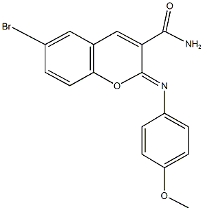 6-bromo-2-[(4-methoxyphenyl)imino]-2H-chromene-3-carboxamide 구조식 이미지