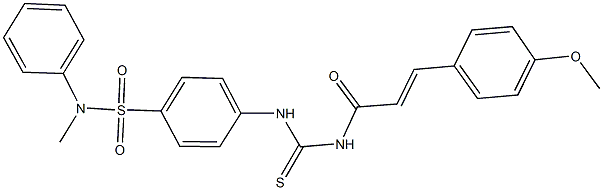 4-[({[3-(4-methoxyphenyl)acryloyl]amino}carbothioyl)amino]-N-methyl-N-phenylbenzenesulfonamide 구조식 이미지