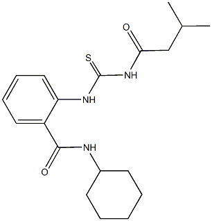 N-cyclohexyl-2-({[(3-methylbutanoyl)amino]carbothioyl}amino)benzamide 구조식 이미지