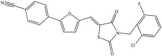 4-(5-{[3-(2-chloro-6-fluorobenzyl)-2,4-dioxo-1,3-thiazolidin-5-ylidene]methyl}-2-furyl)benzonitrile Structure