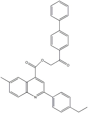 2-[1,1'-biphenyl]-4-yl-2-oxoethyl 2-(4-ethylphenyl)-6-methyl-4-quinolinecarboxylate Structure