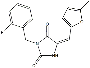 3-(2-fluorobenzyl)-5-[(5-methyl-2-furyl)methylene]-2,4-imidazolidinedione Structure