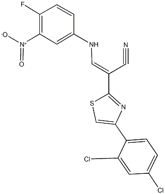 2-[4-(2,4-dichlorophenyl)-1,3-thiazol-2-yl]-3-{4-fluoro-3-nitroanilino}acrylonitrile 구조식 이미지