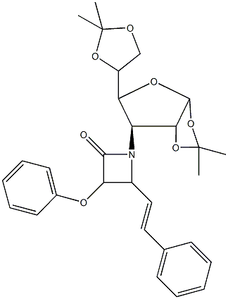 1-[5-(2,2-dimethyl-1,3-dioxolan-4-yl)-2,2-dimethyltetrahydrofuro[2,3-d][1,3]dioxol-6-yl]-3-phenoxy-4-(2-phenylvinyl)-2-azetidinone Structure