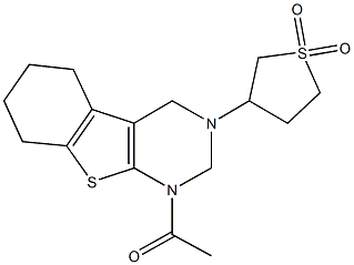 1-acetyl-3-(1,1-dioxidotetrahydro-3-thienyl)-1,2,3,4,5,6,7,8-octahydro[1]benzothieno[2,3-d]pyrimidine Structure