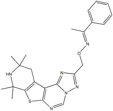 1-phenylethanone O-[(8,8,10,10-tetramethyl-8,9,10,11-tetrahydropyrido[4',3':4,5]thieno[3,2-e][1,2,4]triazolo[1,5-c]pyrimidin-2-yl)methyl]oxime 구조식 이미지