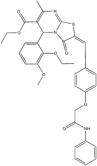 ethyl 2-[4-(2-anilino-2-oxoethoxy)benzylidene]-5-(2-ethoxy-3-methoxyphenyl)-7-methyl-3-oxo-2,3-dihydro-5H-[1,3]thiazolo[3,2-a]pyrimidine-6-carboxylate 구조식 이미지