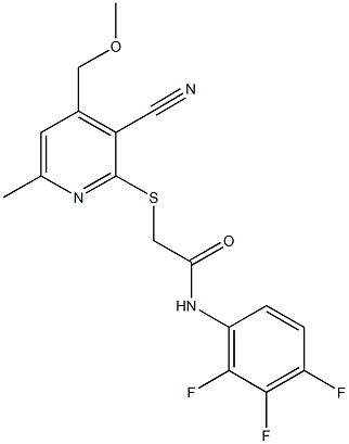 2-{[3-cyano-4-(methoxymethyl)-6-methyl-2-pyridinyl]sulfanyl}-N-(2,3,4-trifluorophenyl)acetamide Structure