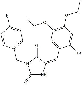 5-(2-bromo-4,5-diethoxybenzylidene)-3-(4-fluorobenzyl)imidazolidine-2,4-dione 구조식 이미지