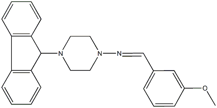4-(9H-fluoren-9-yl)-N-(3-methoxybenzylidene)-1-piperazinamine Structure