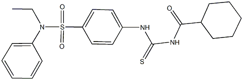 4-({[(cyclohexylcarbonyl)amino]carbothioyl}amino)-N-ethyl-N-phenylbenzenesulfonamide 구조식 이미지