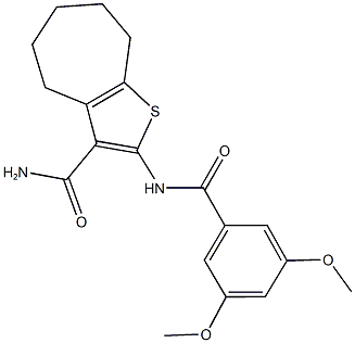 2-[(3,5-dimethoxybenzoyl)amino]-5,6,7,8-tetrahydro-4H-cyclohepta[b]thiophene-3-carboxamide 구조식 이미지