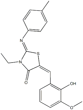 3-ethyl-5-(2-hydroxy-3-methoxybenzylidene)-2-[(4-methylphenyl)imino]-1,3-thiazolidin-4-one Structure