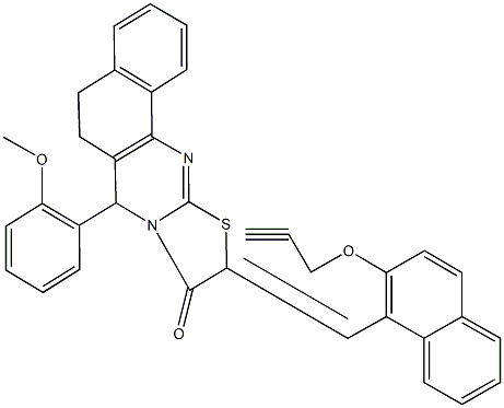 7-(2-methoxyphenyl)-10-{[2-(2-propynyloxy)-1-naphthyl]methylene}-5,7-dihydro-6H-benzo[h][1,3]thiazolo[2,3-b]quinazolin-9(10H)-one Structure