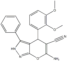 6-amino-4-[2,3-bis(methyloxy)phenyl]-3-phenyl-2,4-dihydropyrano[2,3-c]pyrazole-5-carbonitrile Structure