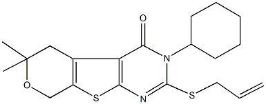 2-(allylsulfanyl)-3-cyclohexyl-6,6-dimethyl-3,5,6,8-tetrahydro-4H-pyrano[4',3':4,5]thieno[2,3-d]pyrimidin-4-one Structure