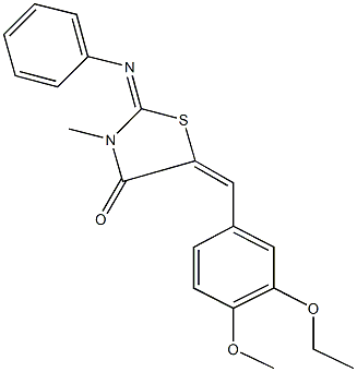 5-(3-ethoxy-4-methoxybenzylidene)-3-methyl-2-(phenylimino)-1,3-thiazolidin-4-one 구조식 이미지