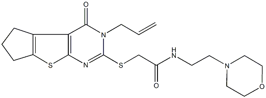 2-[(3-allyl-4-oxo-3,5,6,7-tetrahydro-4H-cyclopenta[4,5]thieno[2,3-d]pyrimidin-2-yl)sulfanyl]-N-[2-(4-morpholinyl)ethyl]acetamide Structure