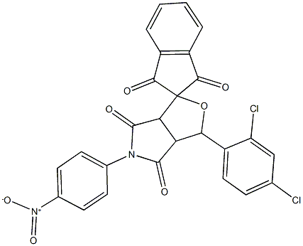 1-(2,4-dichlorophenyl)-5-(4-nitrophenyl)-3a,6a-dihydrosprio[1H-furo[3,4-c]pyrrole-3,2'-(1'H)-indene]-1',3',4,6(2'H,3H,5H)-tetrone Structure
