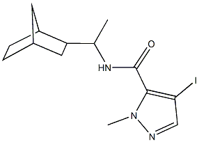 N-(1-bicyclo[2.2.1]hept-2-ylethyl)-4-iodo-1-methyl-1H-pyrazole-5-carboxamide 구조식 이미지