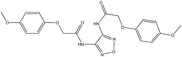 2-(4-methoxyphenoxy)-N-(4-{[(4-methoxyphenoxy)acetyl]amino}-1,2,5-oxadiazol-3-yl)acetamide 구조식 이미지